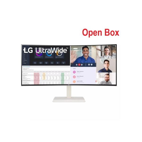 LG 38″ WR85QC 144Hz 1ms Nano IPS UltraWide Curved Monitor HDR600 WQHD HDMI 2.1 USB-C 90W KVM Speaker, White (Open Box)