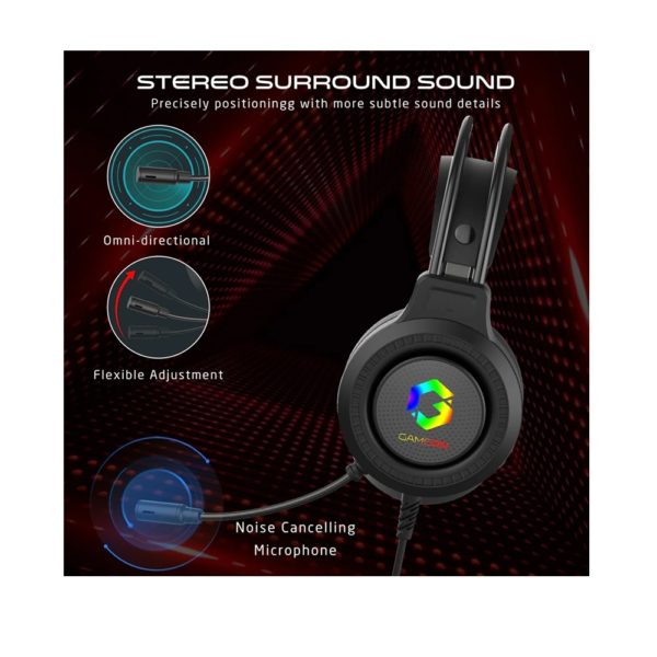 GameOn GOT101 Shadowfire RGB Gaming Headset – Black - Image 2