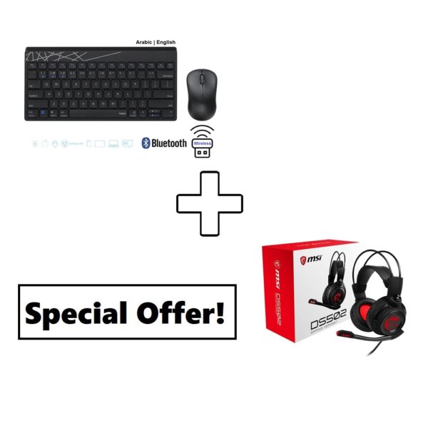 COMBO – MSI DS502 (Headset) + Rapoo 8000M Compact Bluetooth Wireless Combo (Keyboard & Mouse)