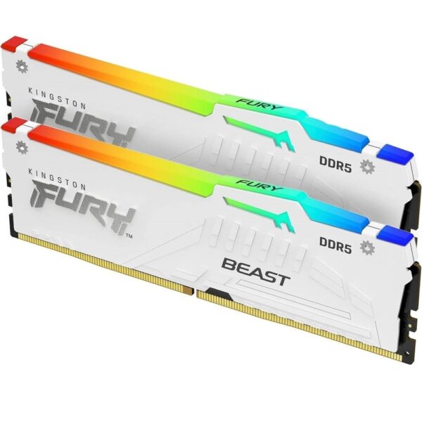 Kingston 32GB 6000MHz DDR5 Fury Beast RGB Desktop RAM Kit CL40, (16GB x2) White