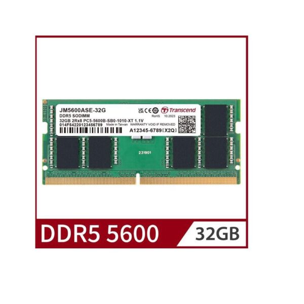 Transcend 32GB 5600MHz DDR5 laptop RAM SODIMM Memory