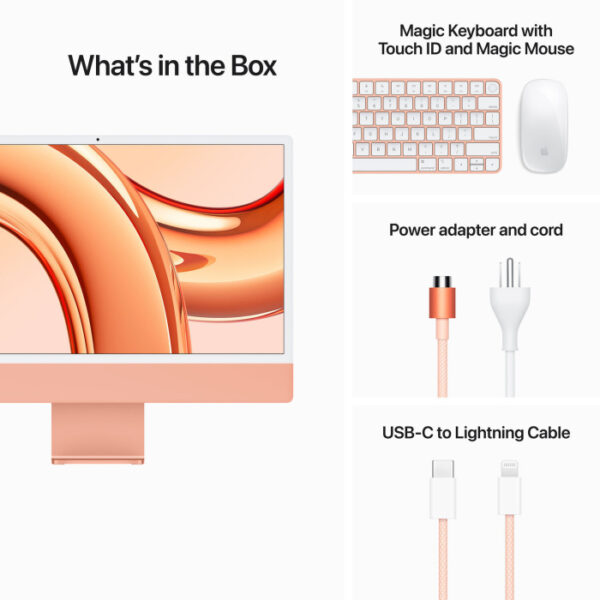 Apple iMac 24" M3 8-Core CPU 10-Core GPU 24GB RAM 512GB SSD (Eng/Arb KB) - Orange - Image 2