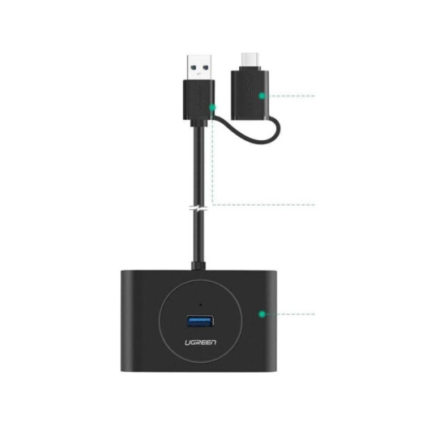 UGreen 2-in-1 USB-C + USB 3.0 4 Port Hub - Image 2