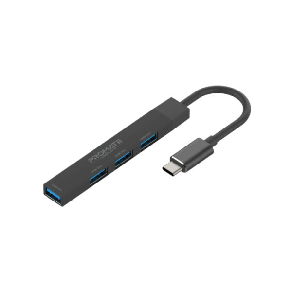 Promate 4 In 1 Multi-Port USB-C Data Hub Black - Image 2