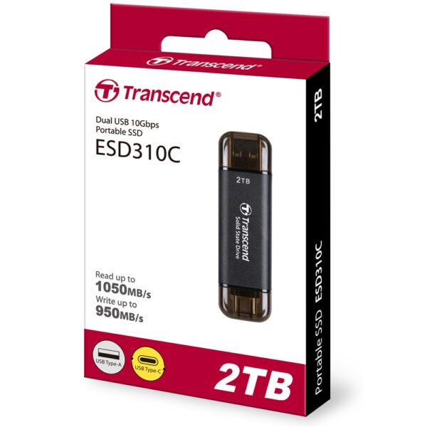 Transcend 2TB ESD310C Portable SSD USB 3.2 Gen 2, Black – 1050MB/s - Image 3