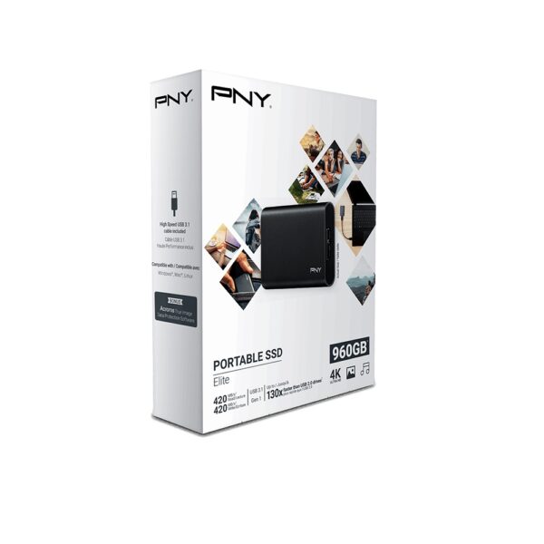 PNY Elite 960GB Portable SSD USB 3.1 Gen 1 (Black)