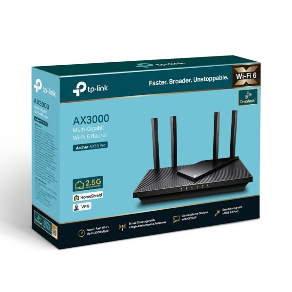 TP-Link AX55 Pro AX3000 Multi-Gigabit Wi-Fi 6 Router with 2.5G Port