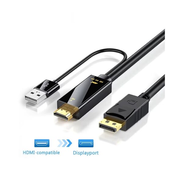 HDMI to DisplayPort Cable, HDMI to DP Out, USB Powered, 1.5m