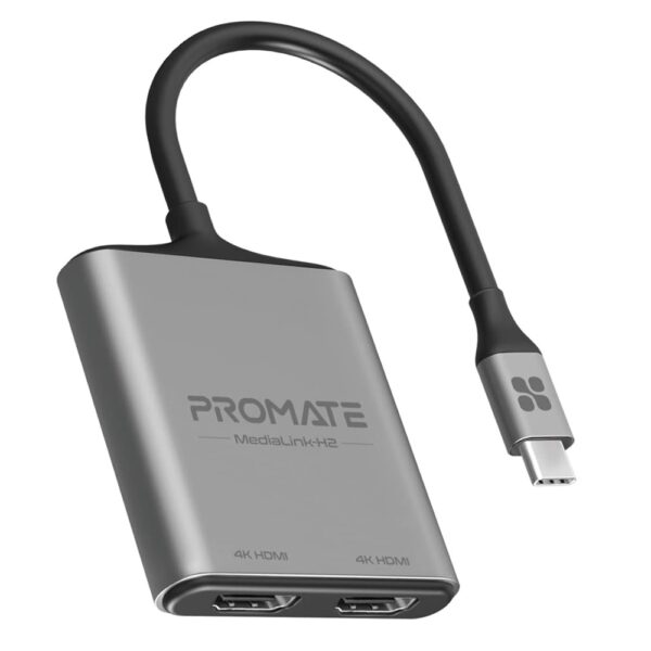 Promate MediaLink 4K High Definition USB-C to Dual HDMI Adapter Splitter