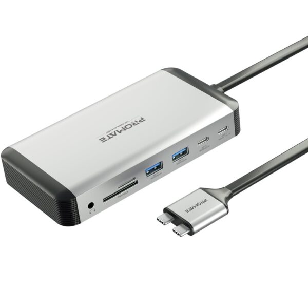 Promate VersaHub USB-C Hub 13in1 MacBook Docking Station Dual HDMI 4K 60Hz Dual Display