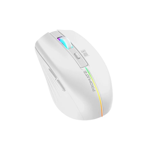 PROMATE Kitt Ergonomic Wireless Mouse Rainbow Rechargeable – White - Image 2