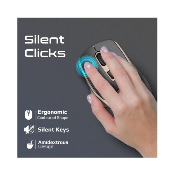 PROMATE Samit Ergonomic Silent Click Wireless Mouse Thumb rest – Gold - Image 3