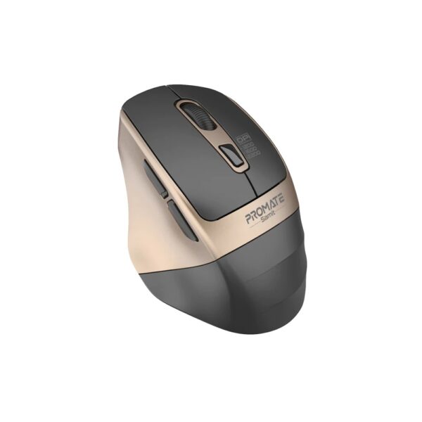 PROMATE Samit Ergonomic Silent Click Wireless Mouse Thumb rest – Gold - Image 2