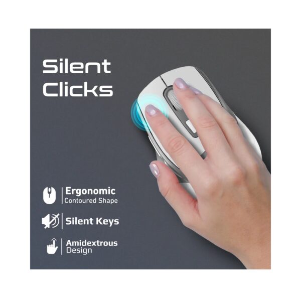 PROMATE Samit Ergonomic Silent Click Wireless Mouse Thumb rest – White - Image 3