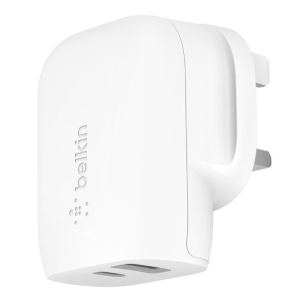 Belkin Boost Charge Dual Wall Charger Fast Charger 37W for Iphone & Samsung - White